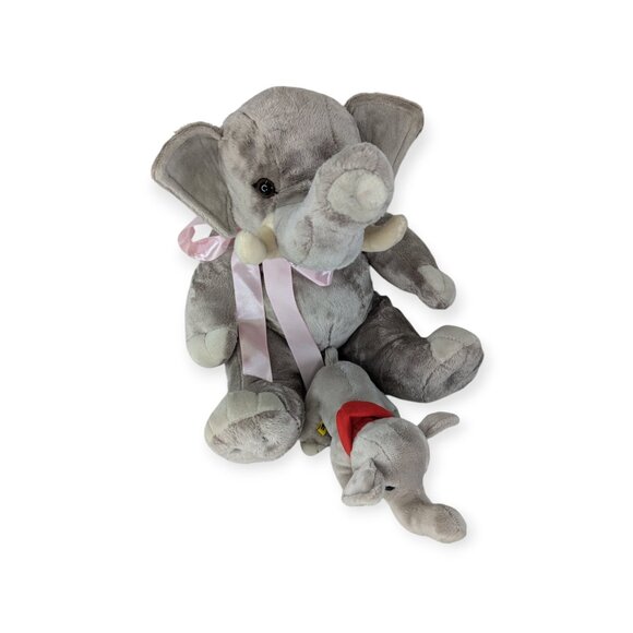Build-A-Bear BAB Gray Asian Elephant w/Magnet in the Trunk w/Mini Elephant - Picture 5 of 17